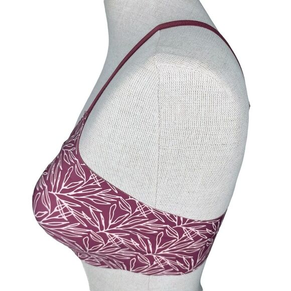 Knix Padded Evolution Bra sz 3 * Wireless No Wire Burgundy Leaf Pattern Print - Picture 5 of 7